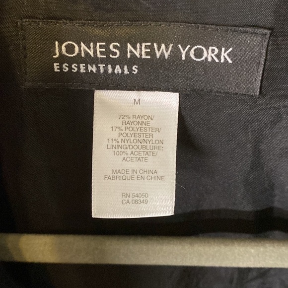 Jones New York Shinny Black Rayon Puff Sleeve Spring Summer Jacket Size M - Picture 11 of 14
